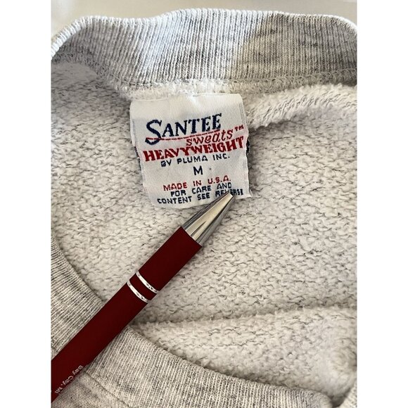Vintage Santee Pluma Size M Crewneck Sweatshirt Light Gray Heathered Converse - Picture 5 of 5